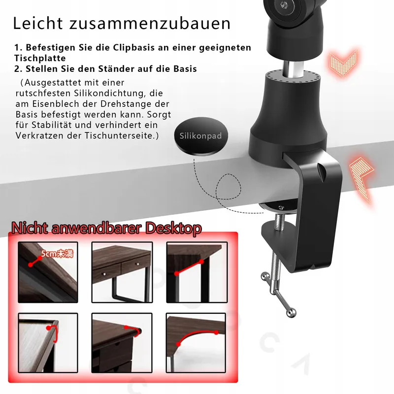 Boom Arm Microfoonstandaard 360° Draaibaar Tafelhouder — foto 6