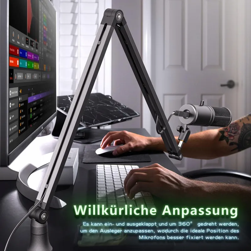 Boom Arm Microfoonstandaard 360° Draaibaar Tafelhouder — foto 4