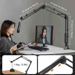 JUBOR Boom Arm Microfoonstandaard Verstelbaar met Klem — miniatuur 5