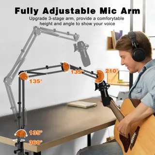 JUBOR Boom Arm Microfoonstandaard Verstelbaar met Klem — miniatuur 4