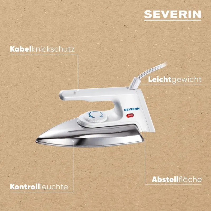 SEVERIN Strijkijzer Aluminium Zoolplaat 600g 1200W Wit — foto 4