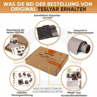 TESLYAR Houten Telefoon Dockingstation Organizer Zwart Essenhout — miniatuur 8