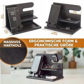 TESLYAR Houten Telefoon Dockingstation Organizer Zwart Essenhout — miniatuur 6