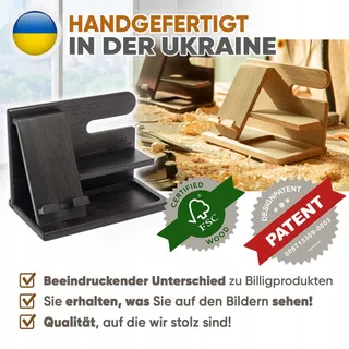 TESLYAR Houten Telefoon Dockingstation Organizer Zwart Essenhout — miniatuur 7