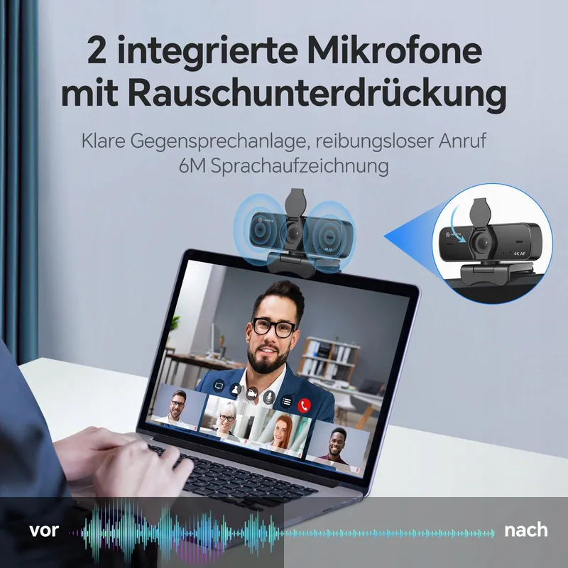 N Newline Webcam 4K 30FPS Sony Sensor USB HD Mac Skype — foto 5