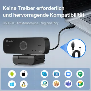 N Newline Webcam 4K 30FPS Sony Sensor USB HD Mac Skype — miniatuur 6