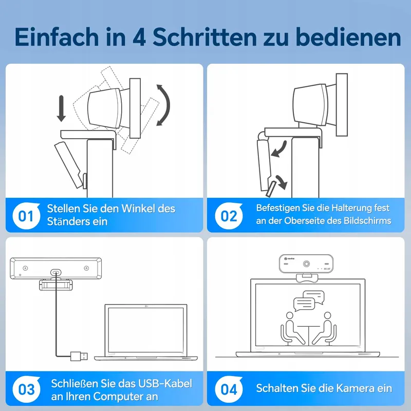 N Newline Webcam 4K 30FPS Sony Sensor USB HD Mac Skype — foto 7