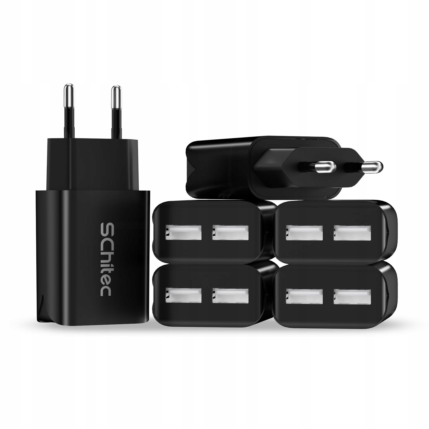 SCHITEC USB Oplader 6 Stuks 2 Poorten 5V 2.1A Telefoons