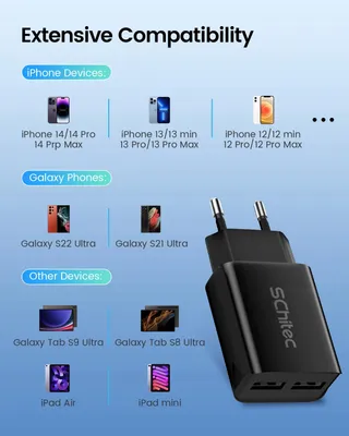 SCHITEC USB Oplader 6 Stuks 2 Poorten 5V 2.1A Telefoons — miniatuur 5
