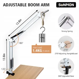 SUNMON Microfoonarm voor HyperX SoloCast Universeel Wit — miniatuur 3