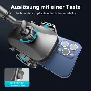 TOPGO Bekerhouder Telefoonhouder Verstelbaar Zwart — miniatuur 5