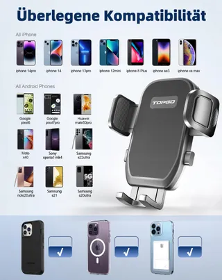 TOPGO Bekerhouder Telefoonhouder Verstelbaar Zwart — miniatuur 7