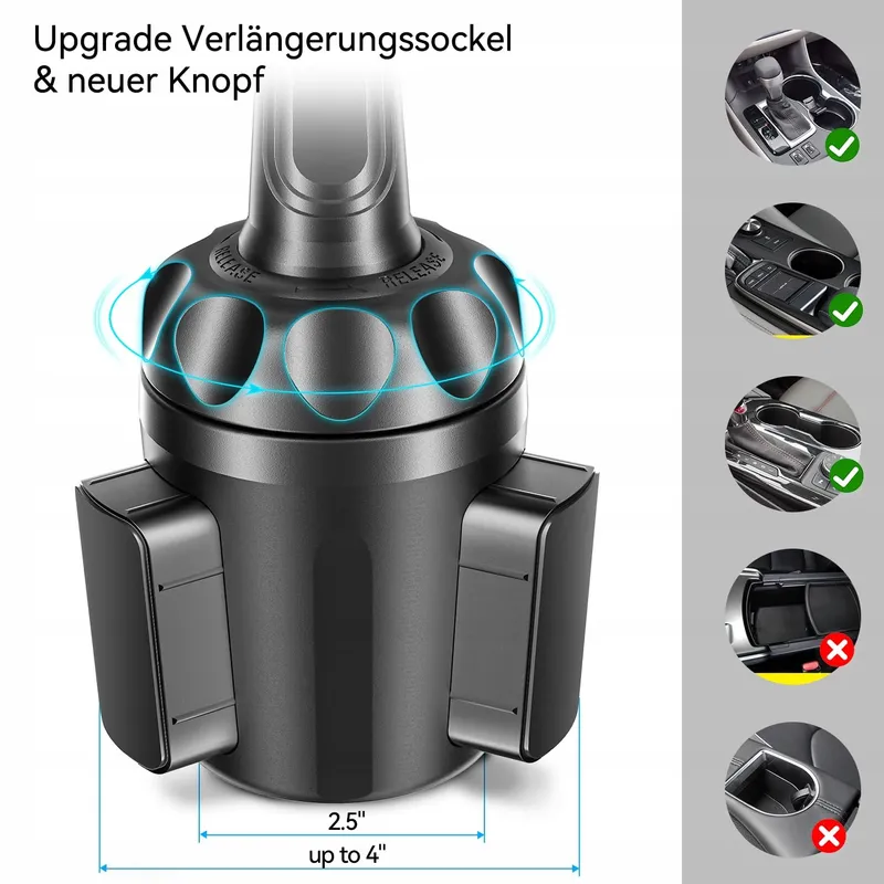TOPGO Bekerhouder Telefoonhouder Verstelbaar Zwart — foto 4
