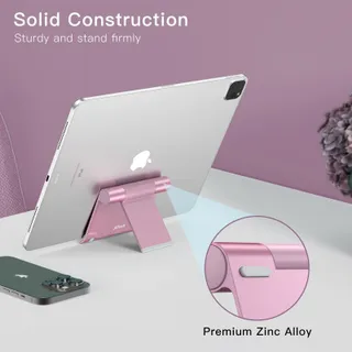 JETech Tabletstandaard Verstelbaar Opvouwbaar iPad Galaxy Tab Roze — miniatuur 3