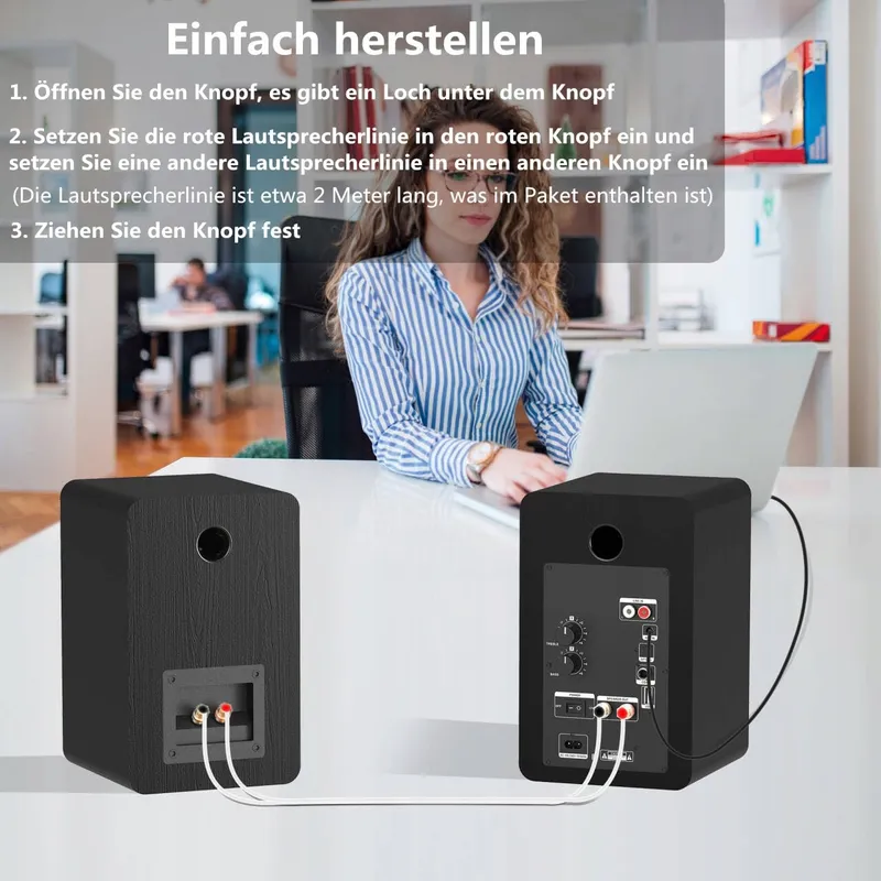 HANLIM Actieve Bluetooth HiFi Luidsprekers 100W USB AUX Optisch RCA Zwart — foto 7