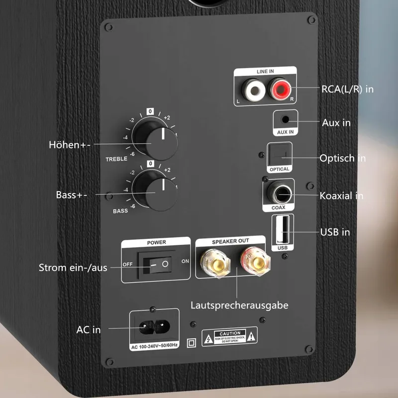 HANLIM Actieve Bluetooth HiFi Luidsprekers 100W USB AUX Optisch RCA Zwart — foto 4