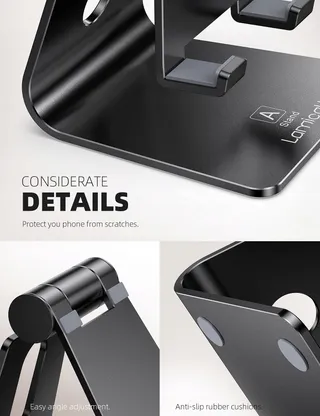 LAMICALL Verstelbare Telefoonstandaard voor iPhone Samsung Smartphone — miniatuur 5