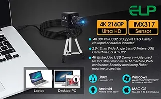 ELP 4K Ultra HD USB Camera Zoom 5-50mm Videoconferentie — miniatuur 8