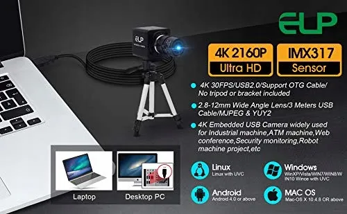 ELP 4K Ultra HD USB Camera Zoom 5-50mm Videoconferentie — foto 8