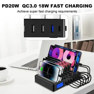Snellaadstation PD20W QC3.0 Meerdere USB-Poorten 7-in-1 — miniatuur 6