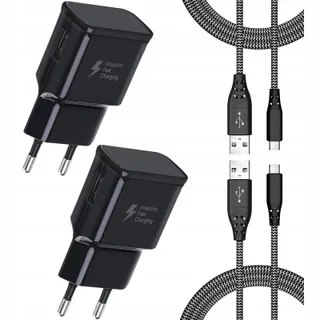Snellader Set 2x USB Oplader met 2M Kabel Type C — miniatuur 1
