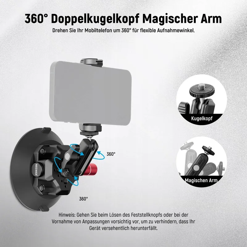 NEEWER Camerahouder 4,5 Inch Zuignap Magische Arm — foto 5