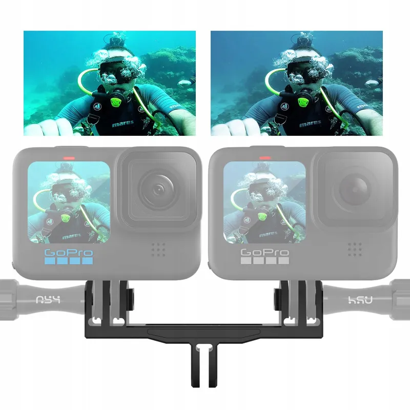 HSU Aluminium Dubbele Mount GoPro Hero 12 11 10 9 8 7 6 5 4 3 — foto 2