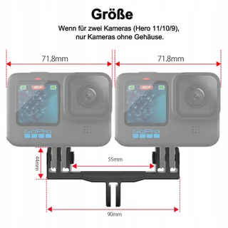 HSU Aluminium Dubbele Mount GoPro Hero 12 11 10 9 8 7 6 5 4 3 — miniatuur 6