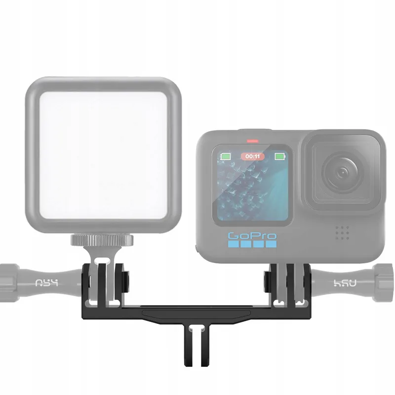 HSU Aluminium Dubbele Mount GoPro Hero 12 11 10 9 8 7 6 5 4 3 — foto 3