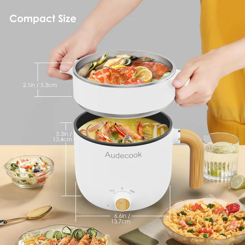 AUDECOOK Elektrische Pan en Stomer 1,5L Draagbare Mini Multicooker — foto 4