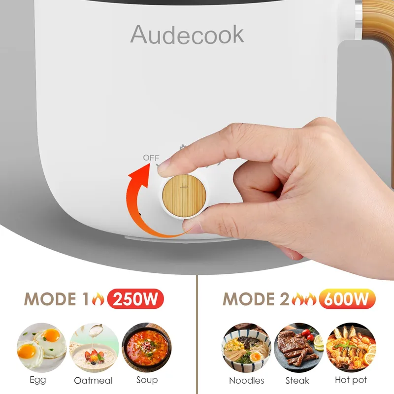AUDECOOK Elektrische Pan en Stomer 1,5L Draagbare Mini Multicooker — foto 5