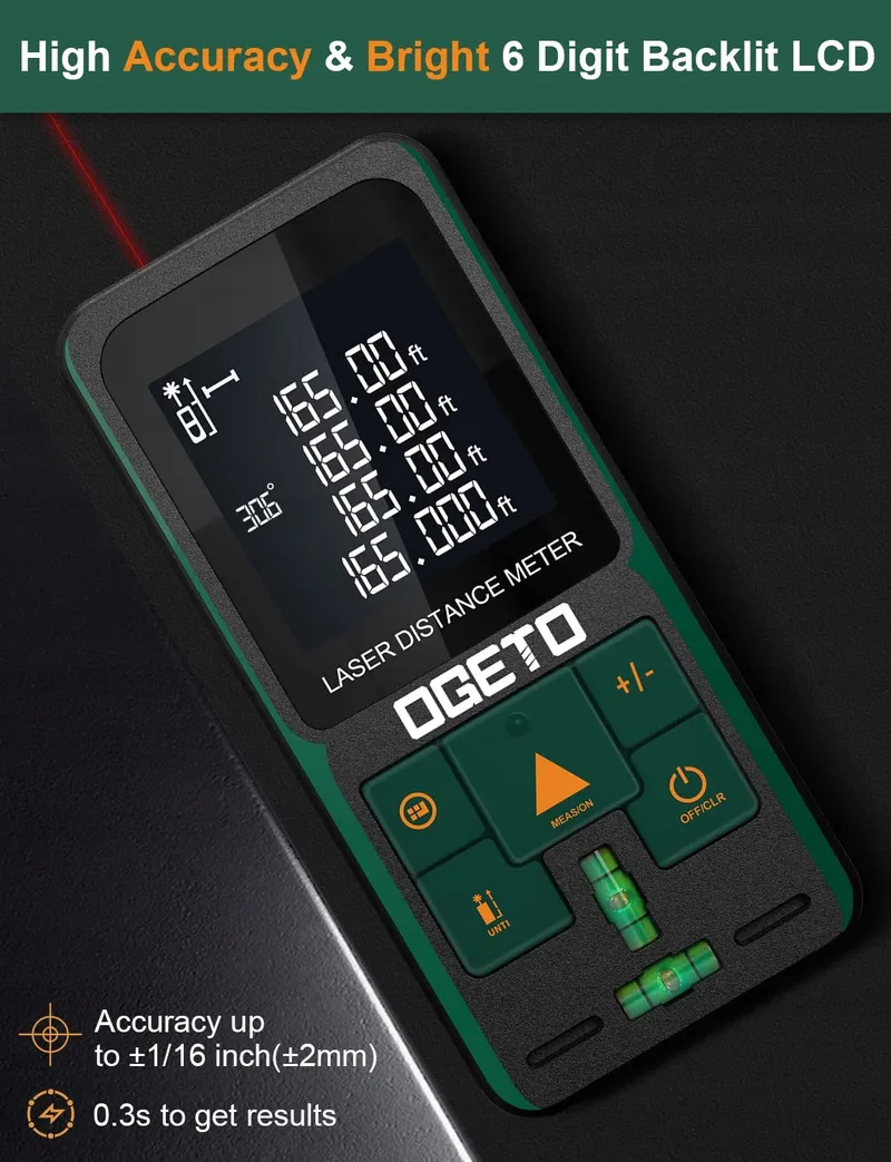 OGETO Laserafstandsmeter 120m LCD Hoek Pythagoras — foto 3