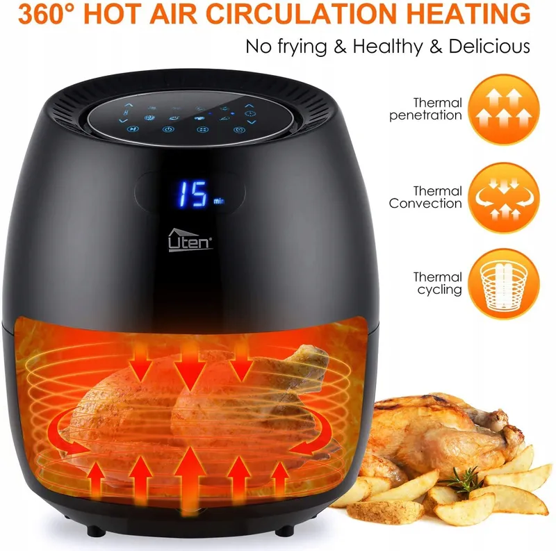 UTEN Airfryer XXL 6.5L LED Touchscreen 1800W 8 Programma's — foto 3