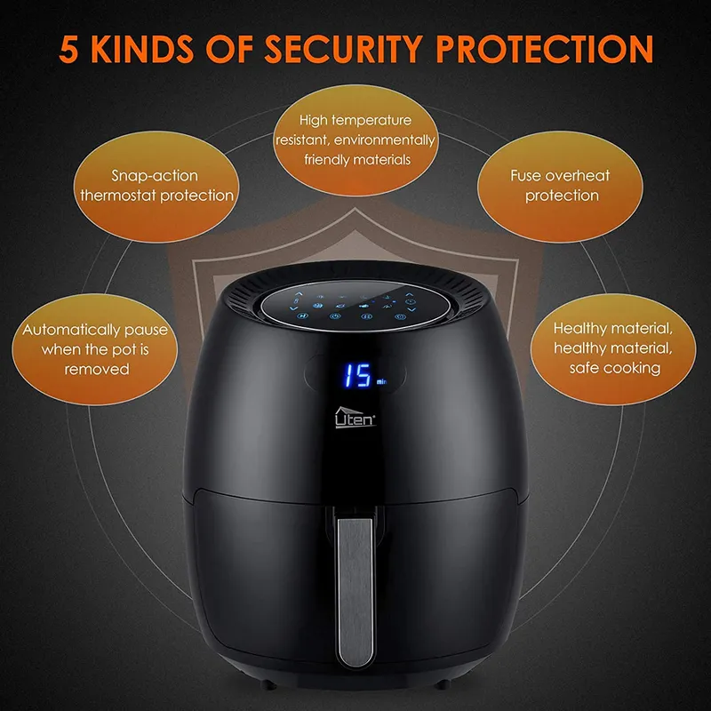 UTEN Airfryer XXL 6.5L LED Touchscreen 1800W 8 Programma's — foto 4