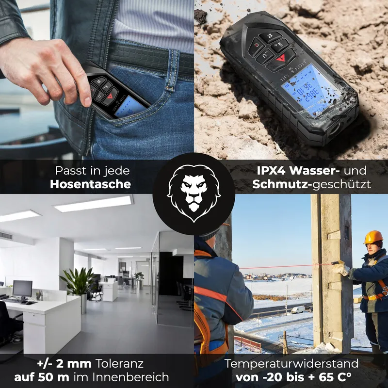 LION STAHL Laser Afstandsmeter 5cm-50m Binnen Batterijen — foto 3