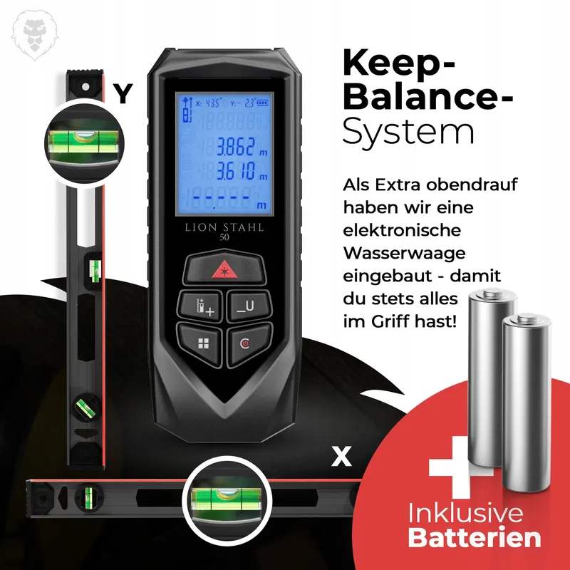 LION STAHL Laser Afstandsmeter 5cm-50m Binnen Batterijen — foto 6