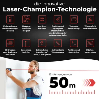 LION STAHL Laser Afstandsmeter 5cm-50m Binnen Batterijen — miniatuur 5