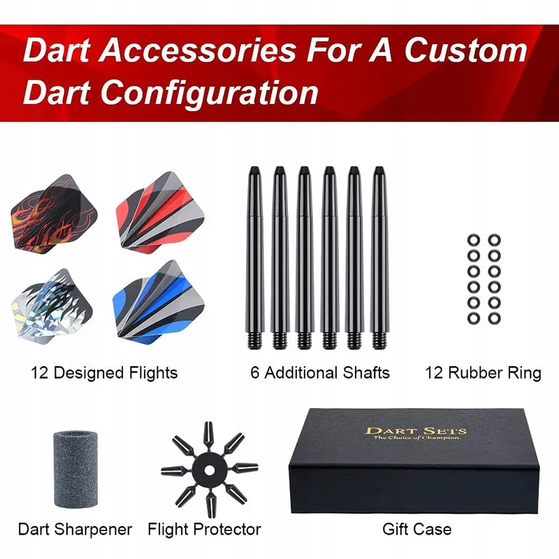 FLINTRONIC Stalen Dartset 22g 6 Stuks Aluminium Schachten O-ringen — foto 4