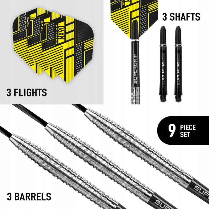 HARROWS NX90 90% Wolfraam Steeltip Darts 21g-26g — foto 2