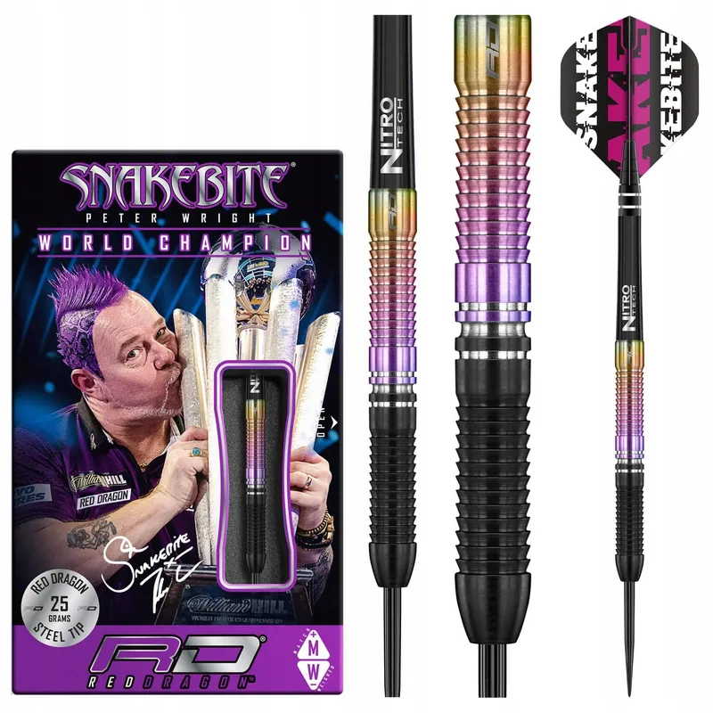 RED DRAGON Snakebite 2020 25g Wolfraam Darts met Flights — foto 1