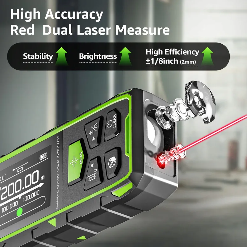 HUEPAR Dubbele Laserafstandsmeter 200M LCD Afstand Oppervlak — foto 6