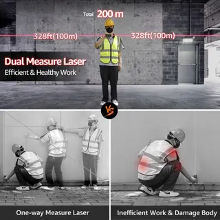 HUEPAR Dubbele Laserafstandsmeter 200M LCD Afstand Oppervlak — miniatuur 4