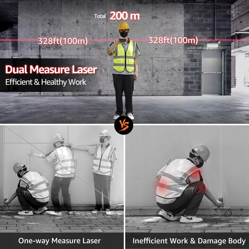 HUEPAR Dubbele Laserafstandsmeter 200M LCD Afstand Oppervlak — foto 4