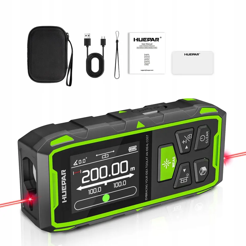 HUEPAR Dubbele Laserafstandsmeter 200M LCD Afstand Oppervlak — foto 2