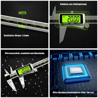 ORTHLAND Digitale Schuifmaat 150mm LCD Waterdicht Diepte — miniatuur 3