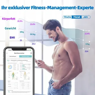 LEPULSE P1 Lichaamsanalyseweegschaal App 24 Gebruikers Zwart — miniatuur 6
