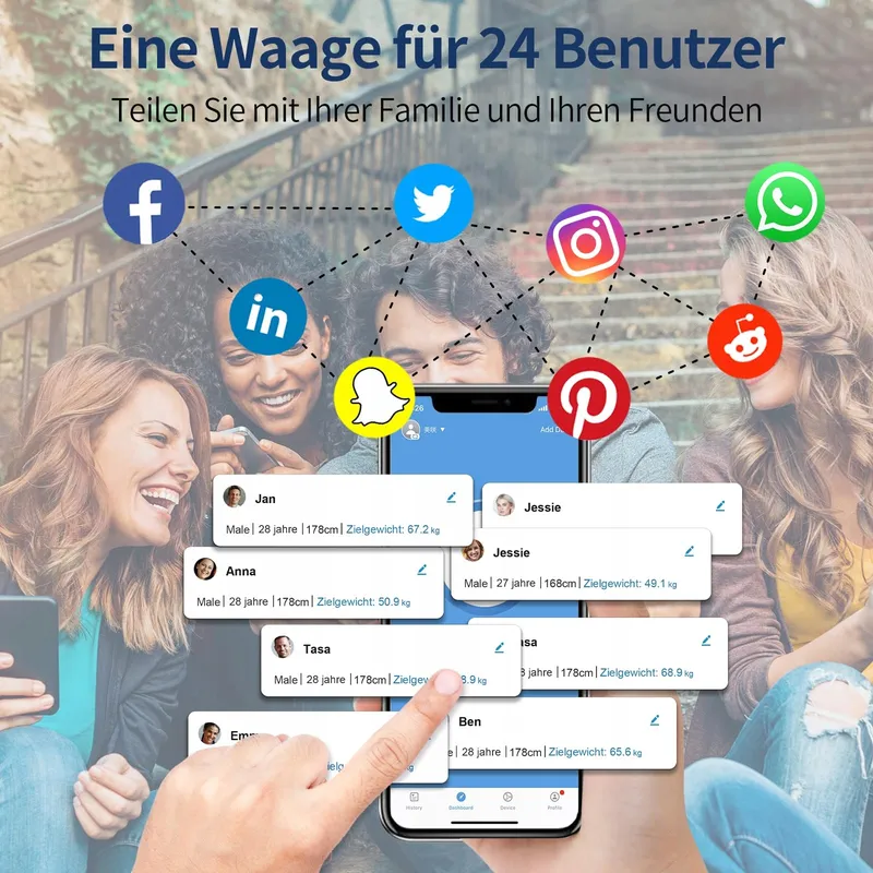 LEPULSE P1 Lichaamsanalyseweegschaal App 24 Gebruikers Zwart — foto 8