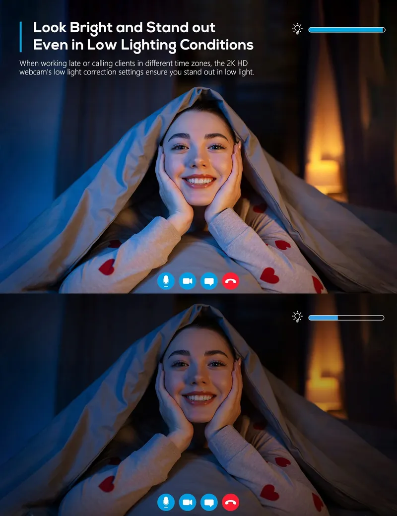 AIRHUG Webcam 2K QHD FHD 1080p 360° Plug&Play Windows Mac — foto 5