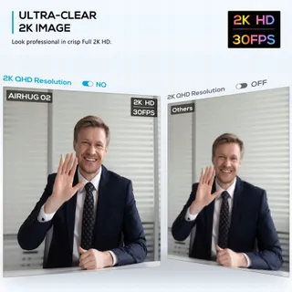 AIRHUG Webcam 2K QHD FHD 1080p 360° Plug&Play Windows Mac — miniatuur 4