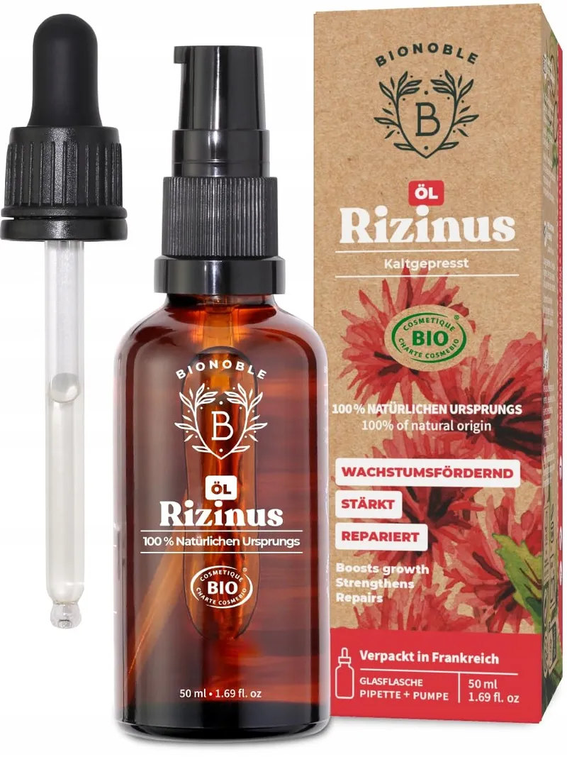 BIONOBLE Ricinusolie Bio 50ml Natuurlijk Haar Wimpers Wenkbrauwen Baard — foto 1
